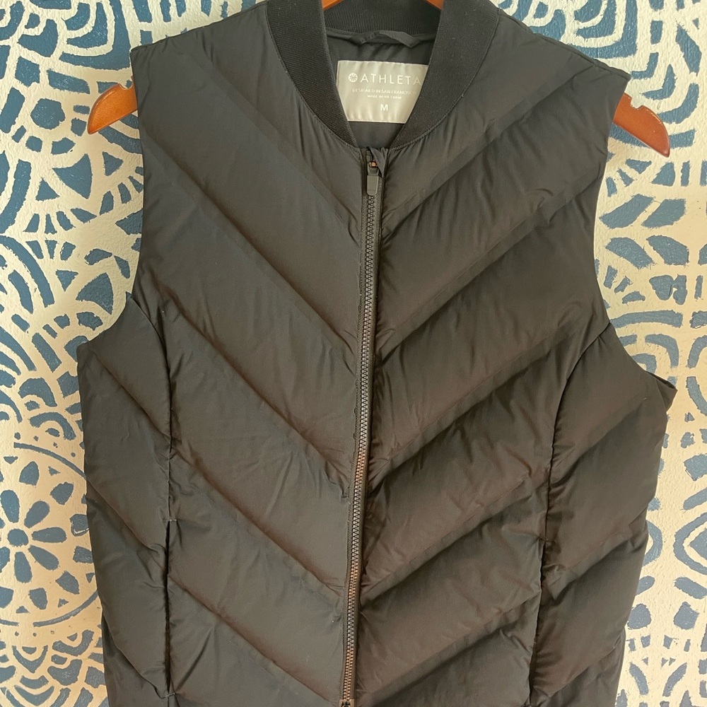 Athleta Quilted Black Vest Size M